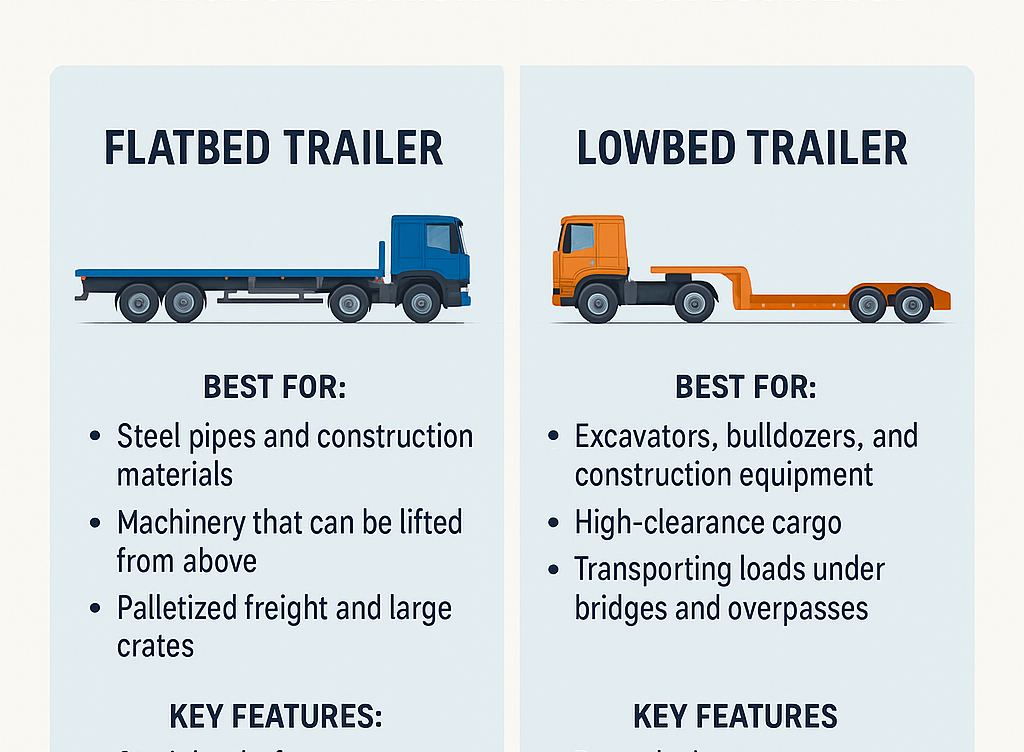 Flatbed vs. Lowbed Trailers – Which One Is Right for Your Business?