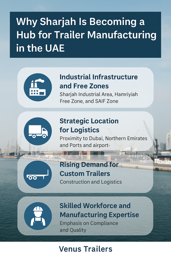 "Sharjah trailer manufacturing hub infographic"